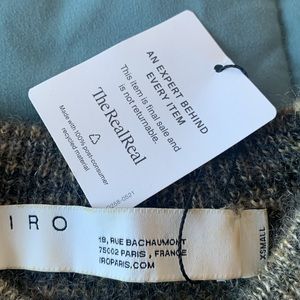 IRO crewneck sweater, cropped, mohair/wool, variegated black/green/gray, size XS